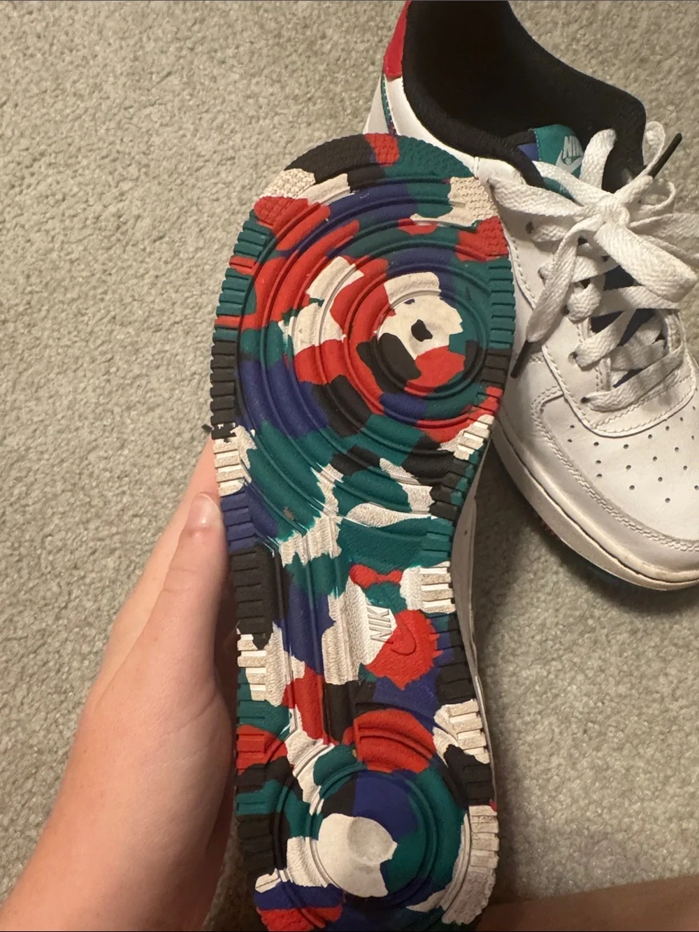 Nike Kids White Sneakers with Teal and Navy Accents